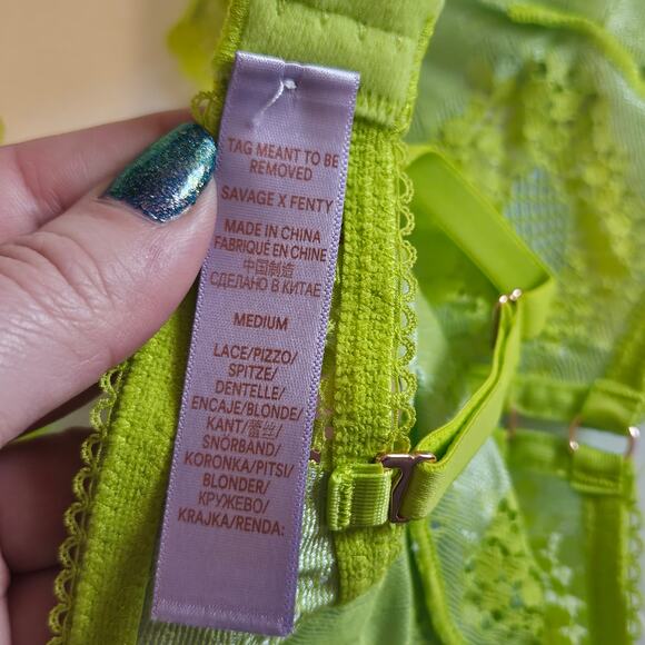 Savage X Fenty Perfect Poppy Lace Bralette Seashell Blue Women's Size Medium - Picture 6 of 7